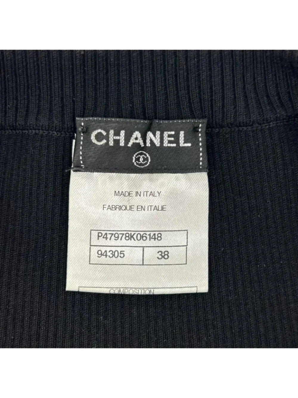 Chanel Black CC Logo Sleeveless Rib Knit Sweater 38